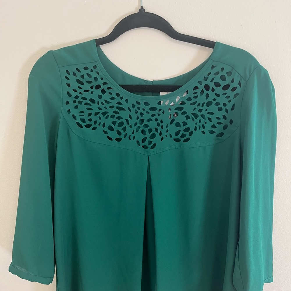 Anthro. HD in Paris Dara Green Cutout Blouse, 6 - Picture 7 of 12